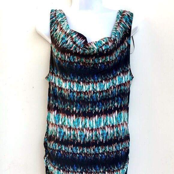 Cynthia Rowley XL Teal Tie Dye Ruched Dress - Picture 6 of 11